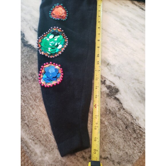 Vtg Cedars M Lambswool Angora Black Sweater Beads Pearls Sequins Ugly Christmas - Picture 12 of 12